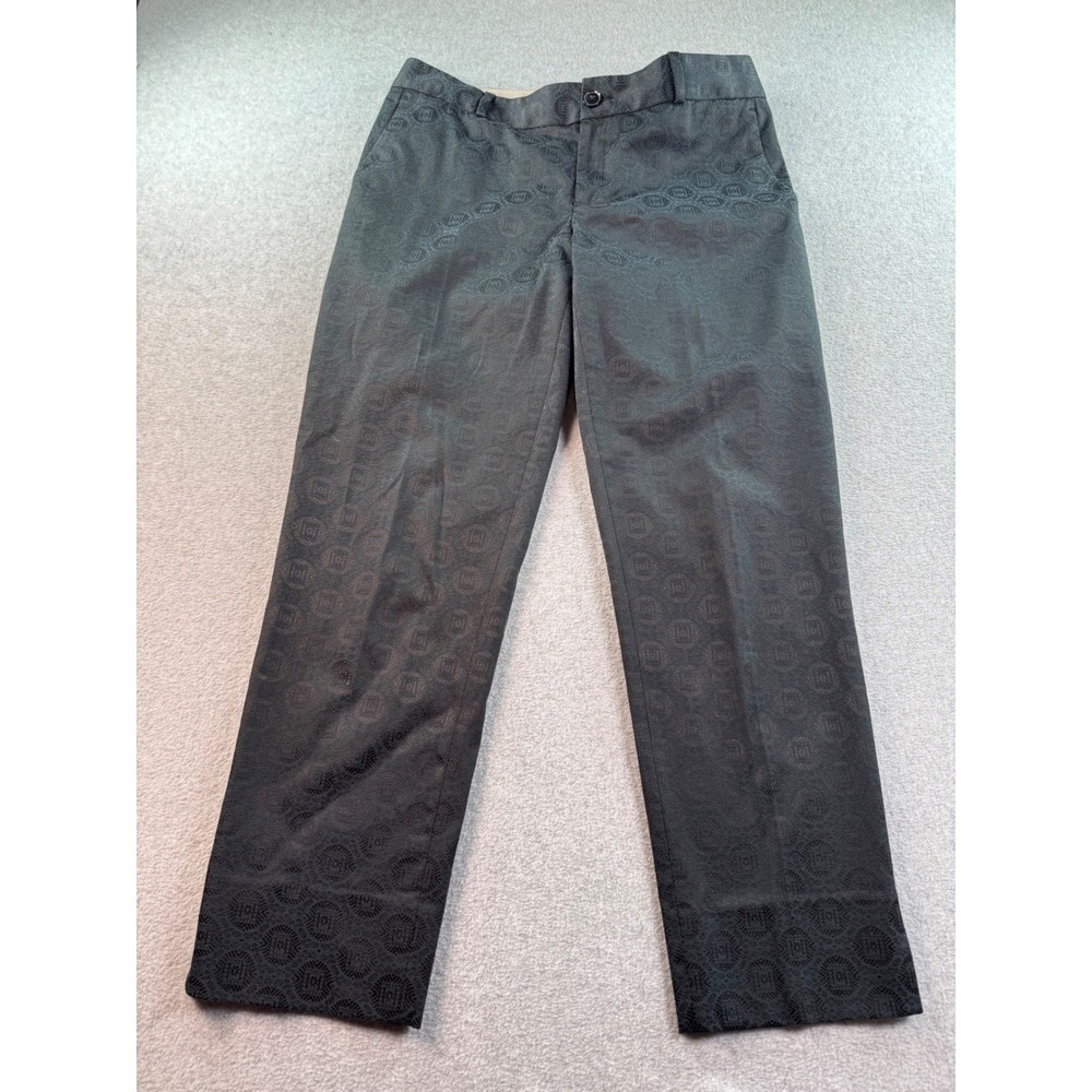 Banana Republic Camden Pants Womens 8 Dark Grey Jacquard Medallion Straight Leg